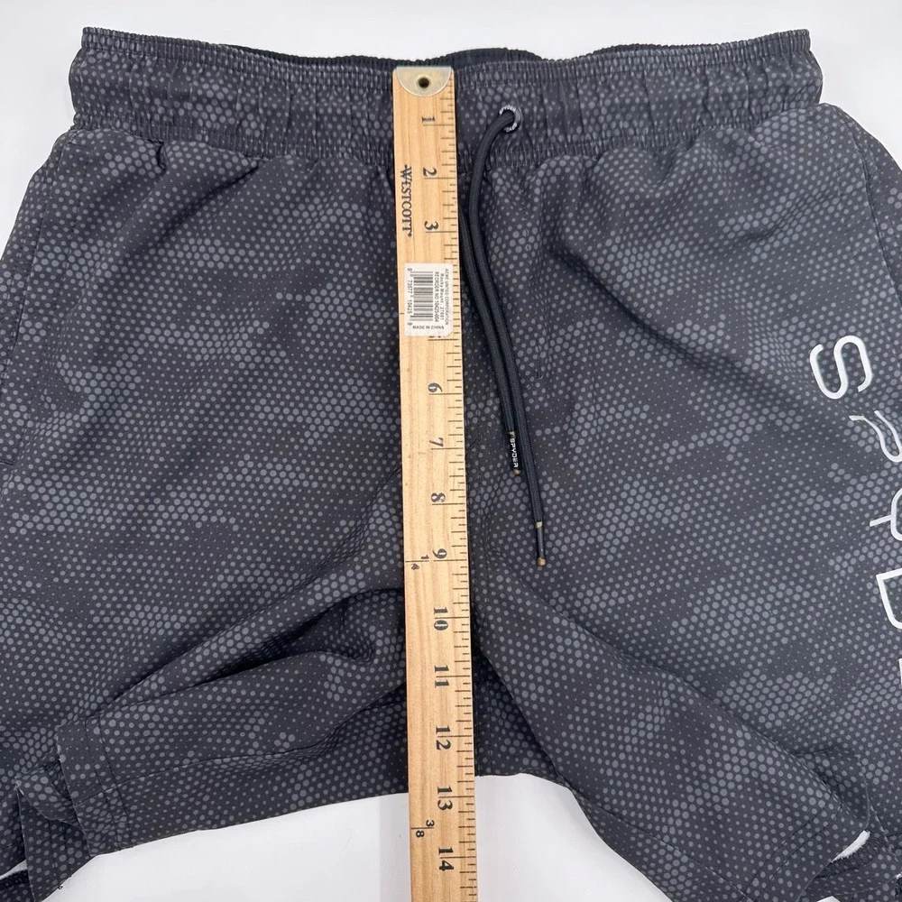 Spyder Swim Mens‎ Small S Black Grey Dot Camo Board Shorts Trunks Zipper Pocket